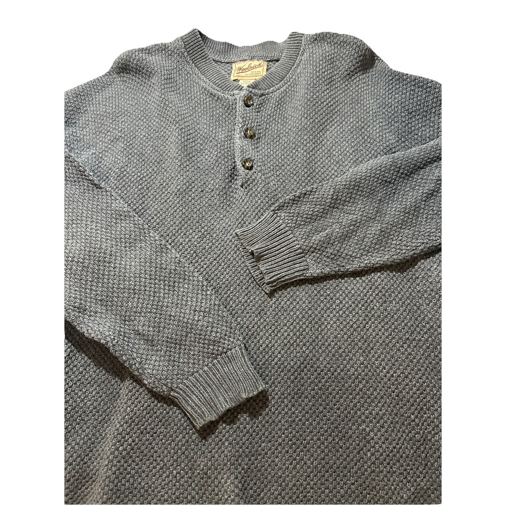 Vintage‎ Woolrich Henley 3 Button Sweater, Dark Gray, Mens XL